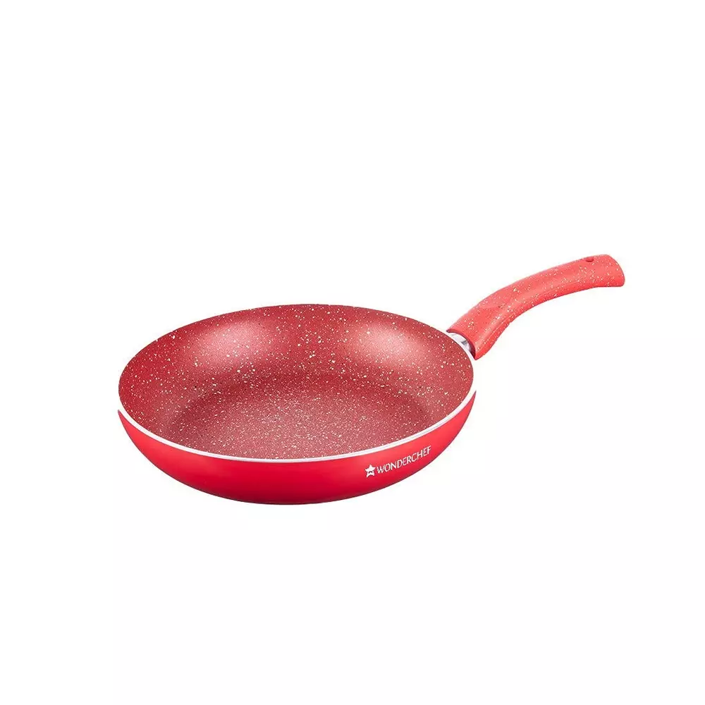 Wonderchef Granite Dosa Tawa, Fry Pan & Kadhai with Glass Lid Non-Stick Pure Grade Aluminium Red, 63153526 (4 Pcs Set)