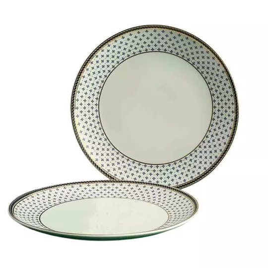 Wonderchef Sicilia Dinner Plate 25 cm (10 inch) Fine Bone China Royal Blue, 63154681 (2 Pcs Set)