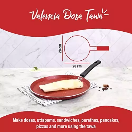 wonderchef-valencia-dosa-tawa-fry-pan-28-and-24-cm-non-stick-pure-grade-aluminium-red-63154765-2-pcs-set