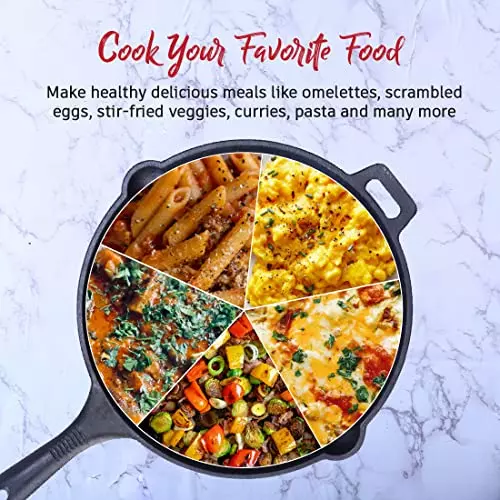 Wonderchef Forza Fry Pan 29 cm 2.8 L Pre Seasoned Cast Iron Black, 63153851