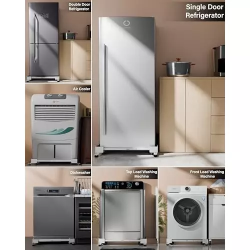 FEDUS Dishwasher Stand Trolley with Wheels 225 Kg Load Capacity Single Double Door MS Steel Frame White