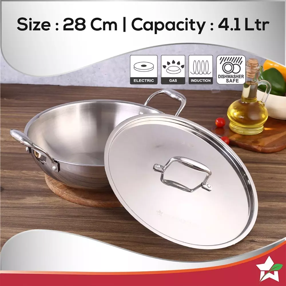 wonderchef-nigella-kadhai-with-lid-28-cm-41-l-tri-ply-stainless-steel-chrome-63154782
