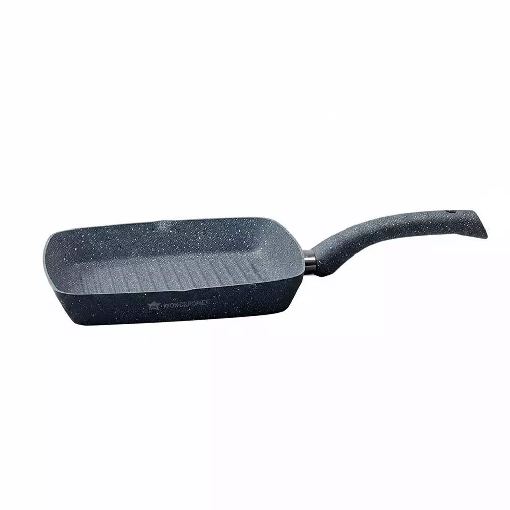 Wonderchef Granite Grill Pan 24 cm 1.8 L Virgin Aluminium Non-Stick Grey, 60016700
