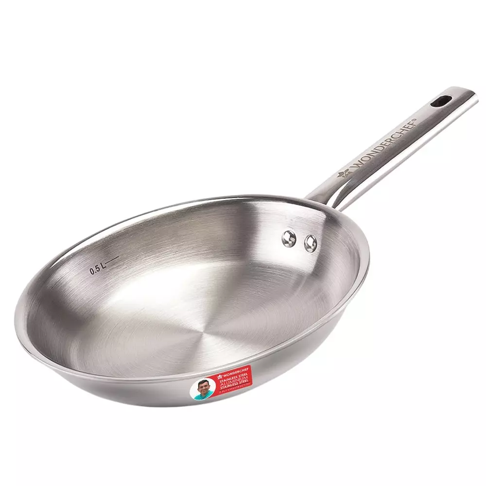 Wonderchef Stella Fry Pan Tri-Ply Stainless Steel Non-Toxic Chrome