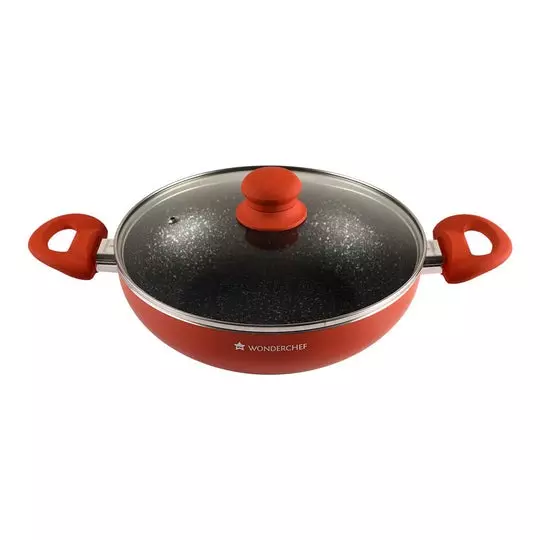 Wonderchef Power Dosa Tawa, Fry Pan & Kadhai with Glass Lid Non-Stick Pure Grade Aluminium Orange, 63153427 (4 Pcs Set)
