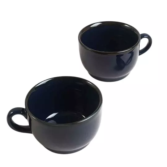 Wonderchef Teramo Soup Mug 300 ml Stoneware Navy Blue Glaze, 63154646 (2 Pcs Set)