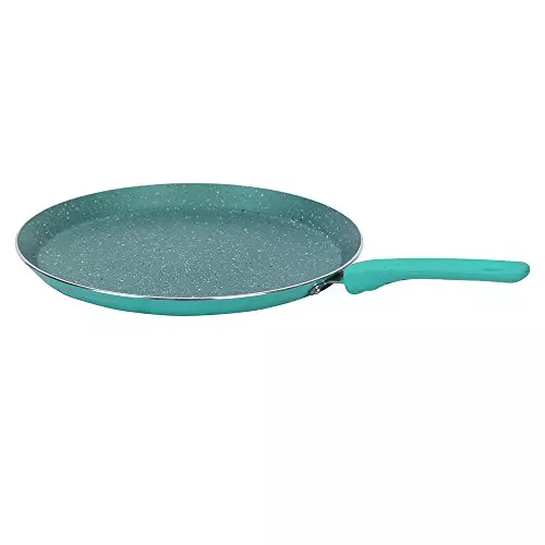 Wonderchef Celebration Dosa Tawa, Grill Pan, Fry Pan & Kadhai with Glass Lid Non Stick Virgin Aluminium Turquoise Blue, 63151530 (5 Pcs Set)