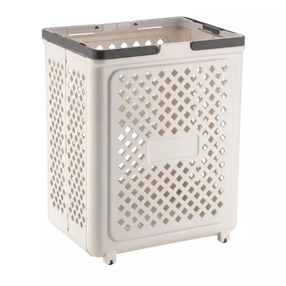 GENERIC 45 L Foldable Laundry Basket White Color Plastic Body for Laundry & Home Organization