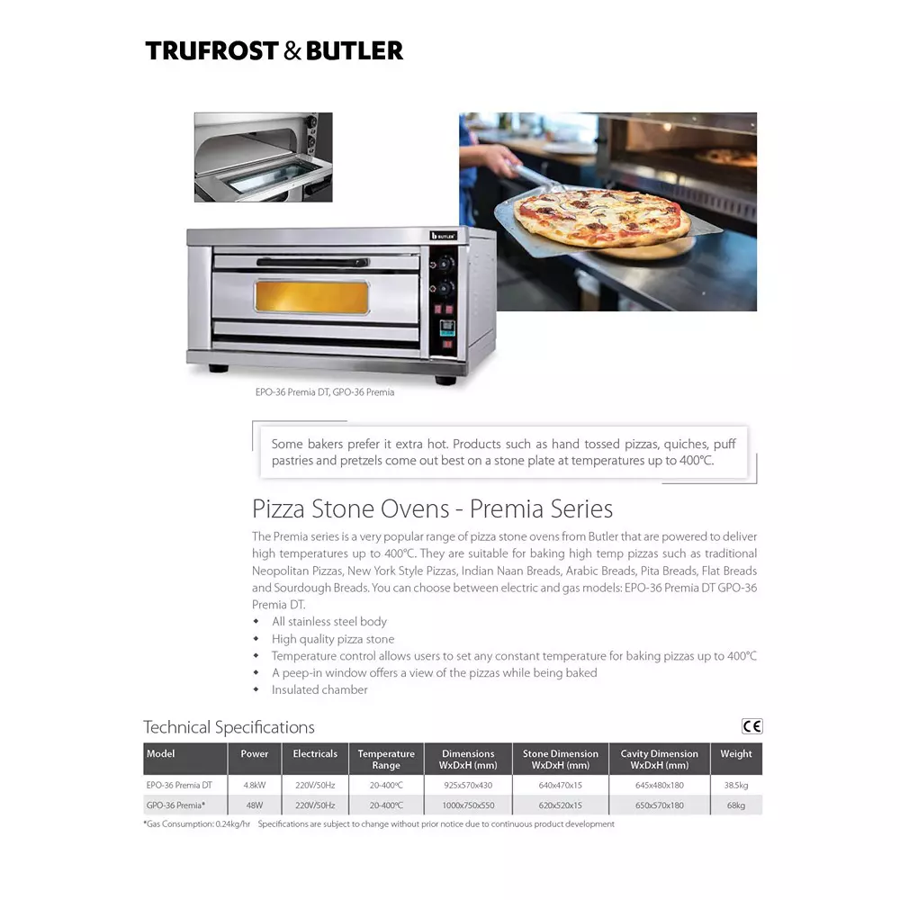 Butler Electric Pizza Stone Oven with Digital Timer, EPO-36 Premia DT