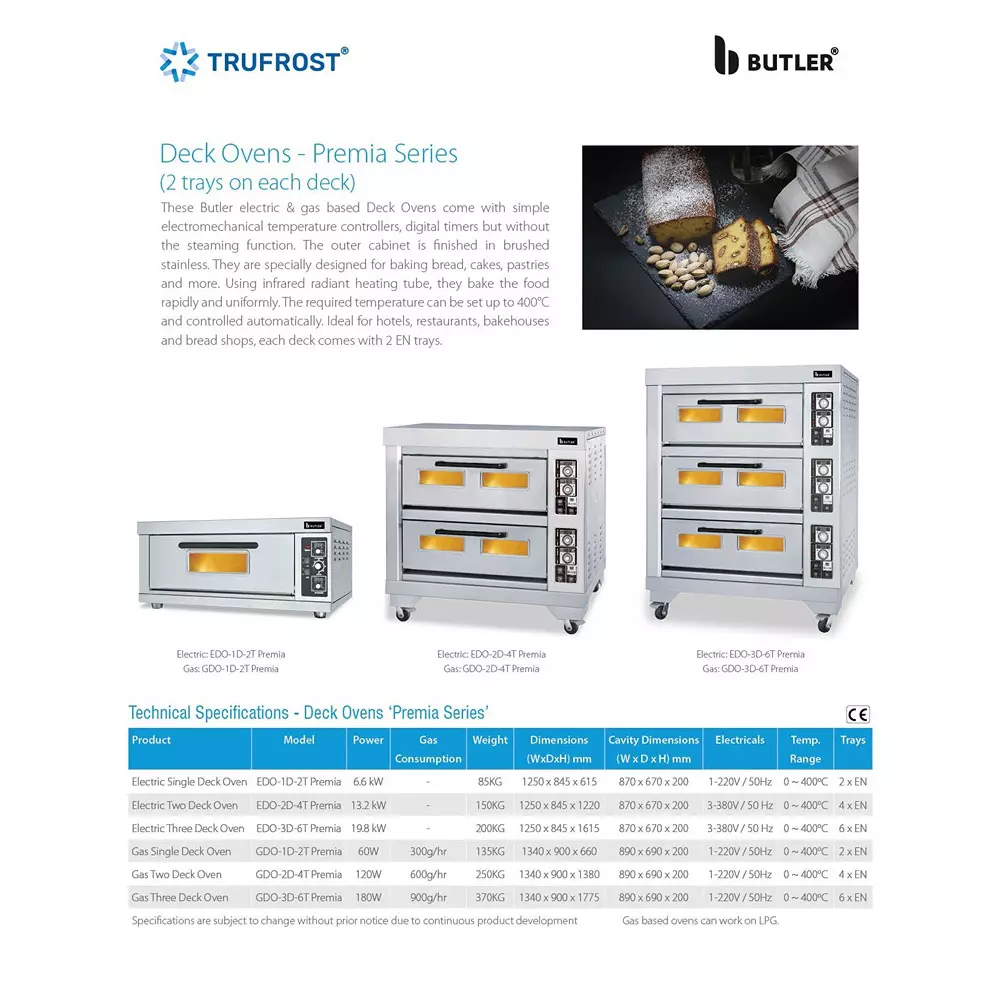 Butler Electric Single Deck Oven for 2 Trays, EDO-1D-2T Premia