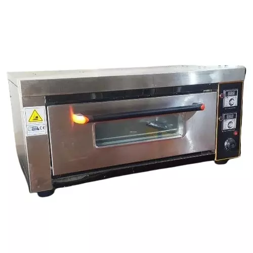 Shri Saraswati Kitchen Equipment Electric Deck Baking Oven 1 Tray Single Door Sliver S.S. 304, SSKE 71