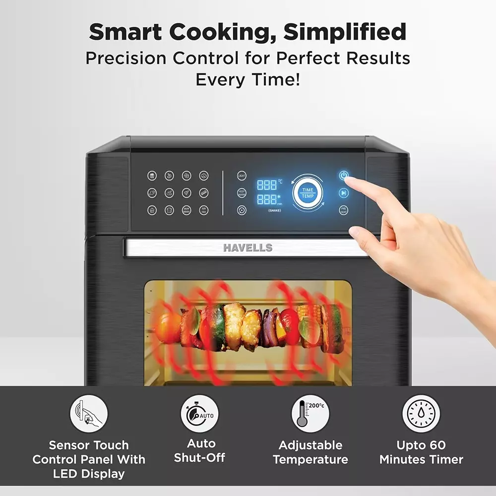 Havells AVANZA 1700 W Digital Air Fryer Oven 15 L Black, GHCAFEFK170