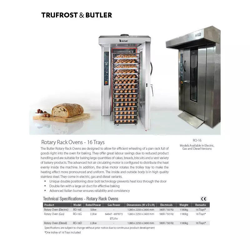 Butler Electric Rotary Rack Oven for 16 Trays, RO-16E