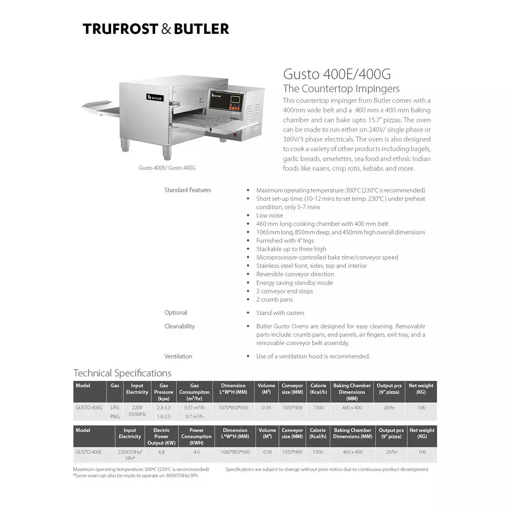 Butler Electric Conveyor Pizza Oven, GUSTO-400E