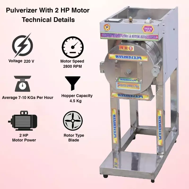 GENERIC Pulverizer Machine/Masala Grinder with 2HP Motor, Chamber Size 10 x 4 inch