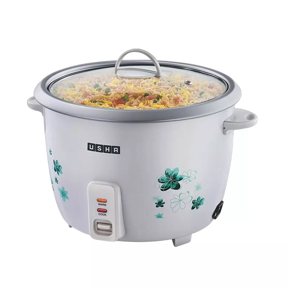Usha Electric Rice Cooker 1.8 L 700 W Anodized Aluminium Pan White, RC18GS1