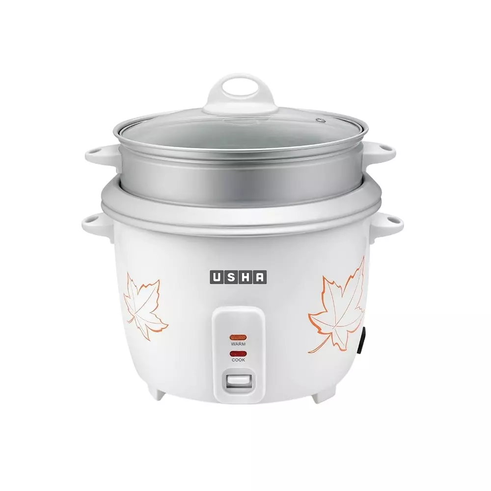 Usha Electric Rice Cooker 1.8 L 700 W Anodized Aluminium Pan White, RC18GS2