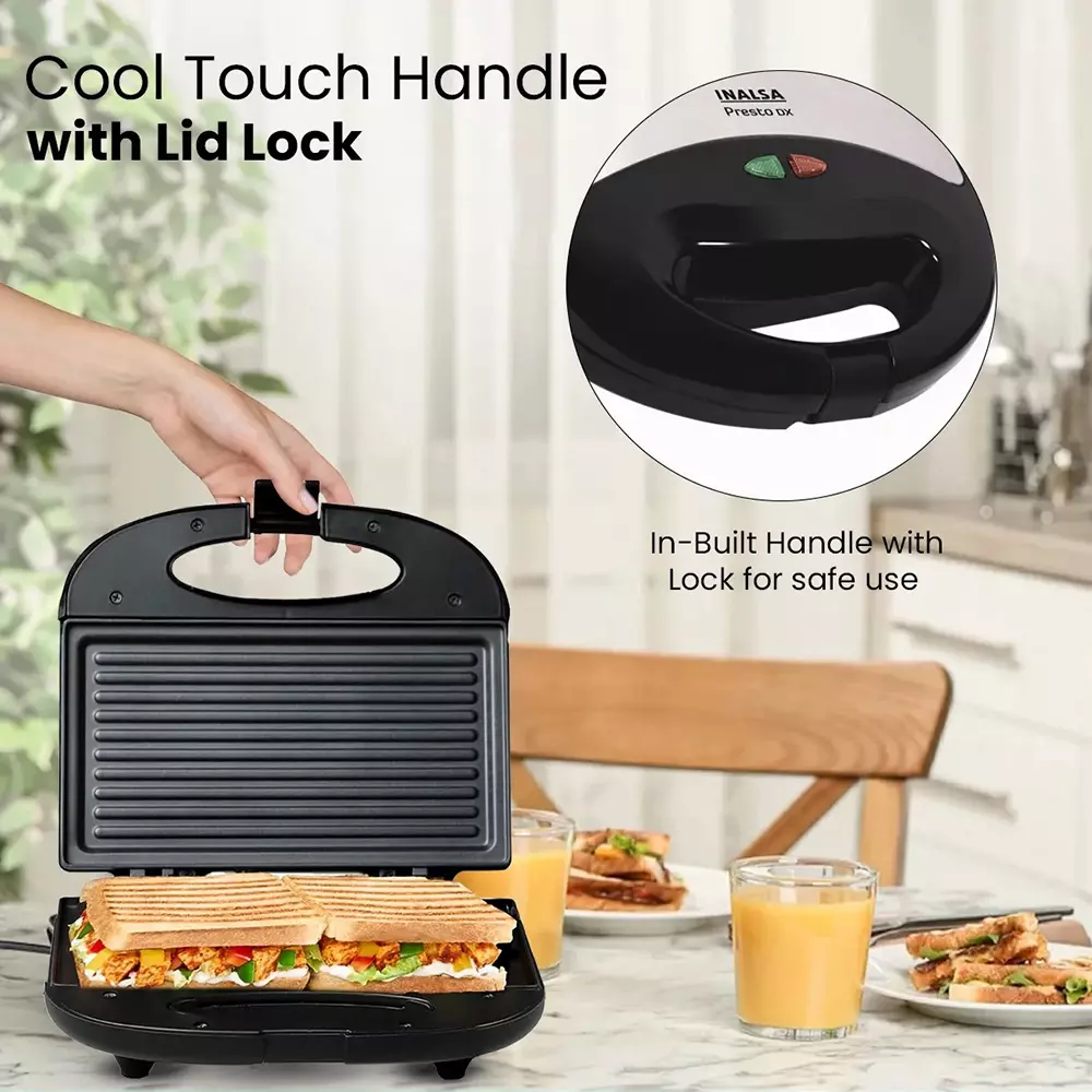 Inalsa Presto Dx Sandwich Maker & Toaster 800 W Plastic 240 V Black & Silver Color