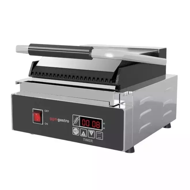 MIDD=Kitchen Panini Grill with Cooking Plate 1800 W Input Power Stainless Steel 1 Phase Grey, Panini MK09/MCGS 12ETG