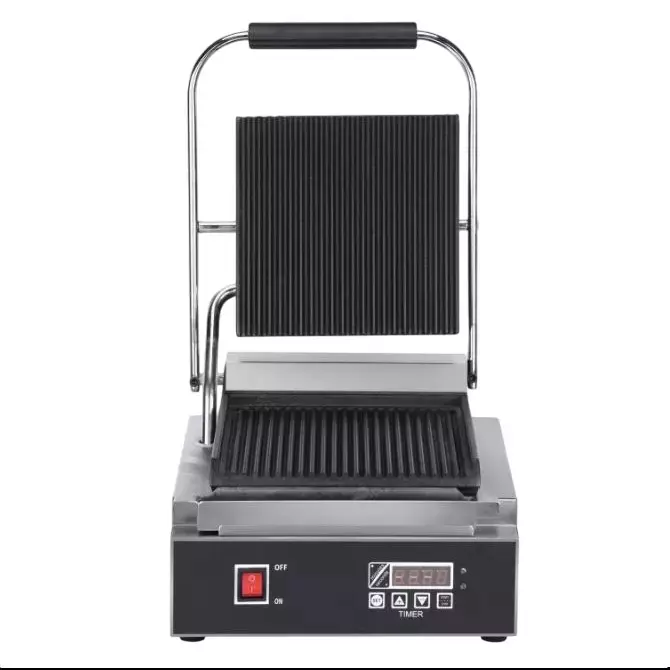 MIDD=Kitchen Panini Grill with Cooking Plate 1800 W Input Power Stainless Steel 1 Phase Grey, Panini MK09/MCGS 12ETG