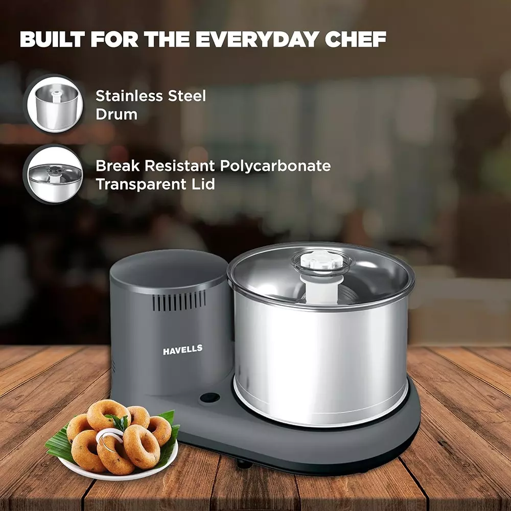 Havells Alai Plus 150 W Wet Grinder 2 L Grey, GHFWGCXE015