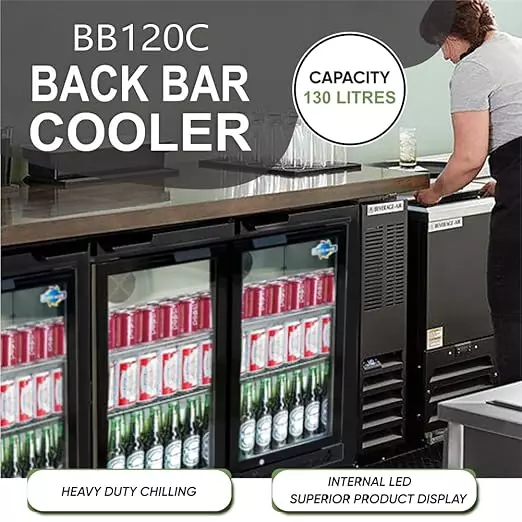 ROCKWELL 149L Back Bar Cooler, Digital Temperature Display, Heavy Duty Design, BB120C (Black)