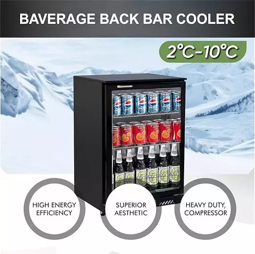 ROCKWELL 149L Back Bar Cooler, Digital Temperature Display, Heavy Duty Design, BB120C (Black)