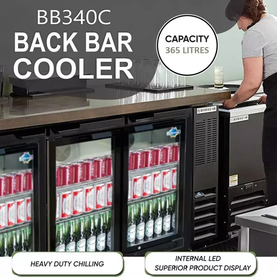 ROCKWELL 365L Back Bar Cooler, Digital Temperature Display, Heavy Duty Design, BB340C (Black)