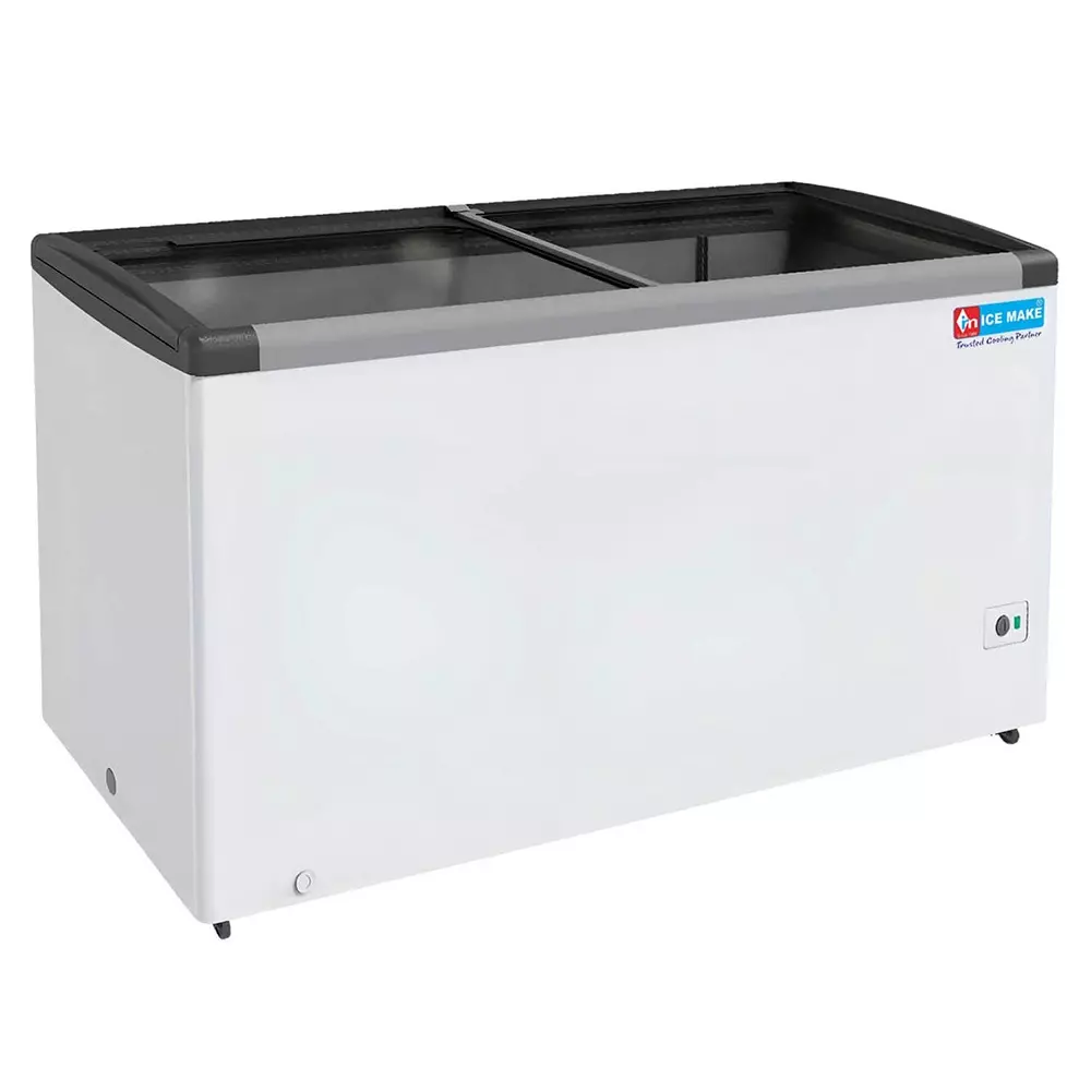 ICE MAKE Glass Top Deep Freezer 440 L Double Door Convertible, IGT450