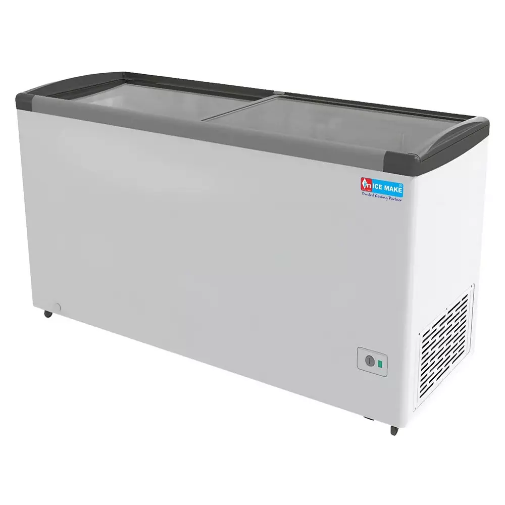 ICE MAKE Glass Top Deep Freezer 440 L Double Door Convertible, IGT450