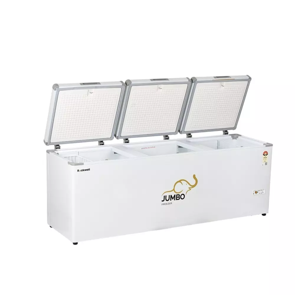 Rockwell Chest Deep Freezer Non- Convertible Triple Door 697 L 5 Star White, SFR750TDU5S