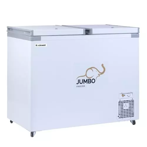 Rockwell 295 L Double Doors Convertible Jumbo Hard Top Deep Freezer White, SFR350DD3S-O