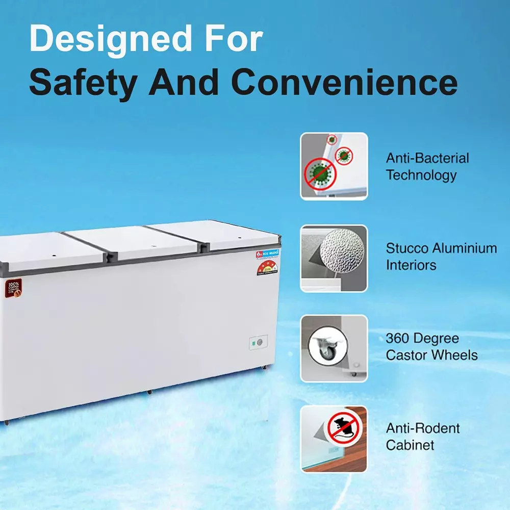 ICE MAKE Copper Series Hard Top Deep Freezer 600 L Three Door Convertible, IHT650 TD