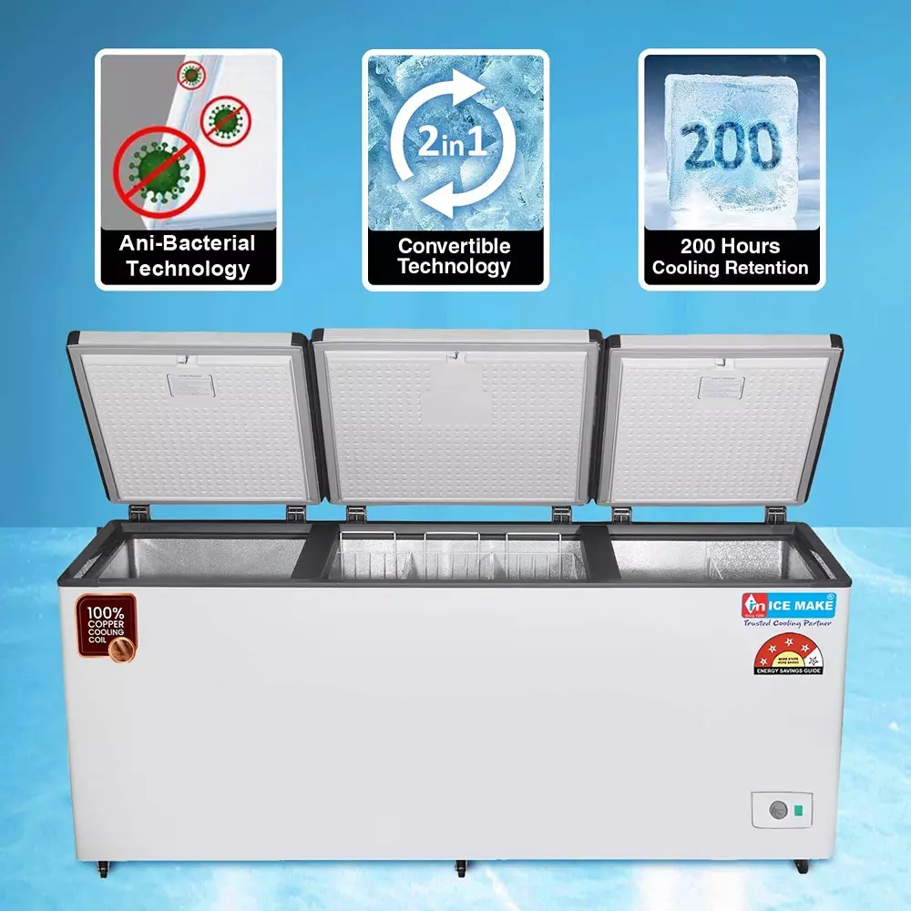 ICE MAKE Copper Series Hard Top Deep Freezer 600 L Three Door Convertible, IHT650 TD
