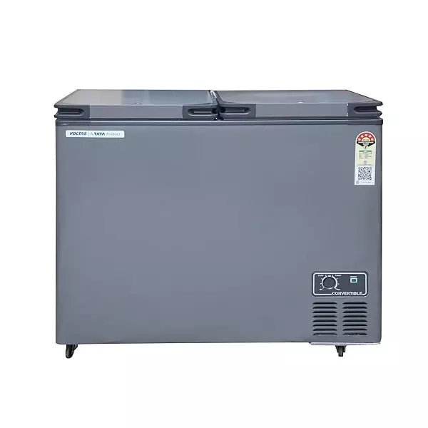Voltas 303 L Hard Top Deep Freezer Convertible Double Door, Grey, CVF321DA5-W-GW