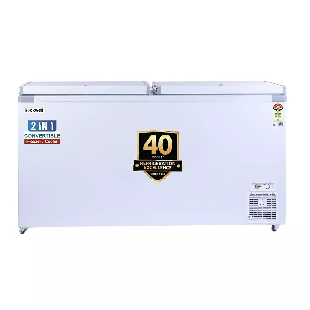 Rockwell Convertible Deep/Chest Freezer Cooler Double Door 485 L 5 Star White, OCF550DDU5S