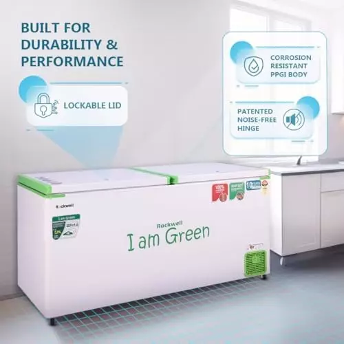 Rockwell 465 L Double Doors Convertible Green Deep Freezer White & Green, GFR550DDUC