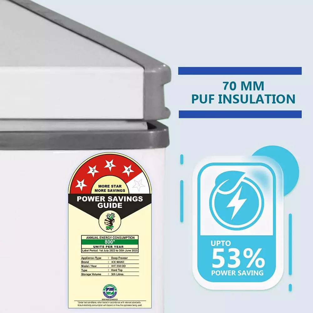 ICE MAKE Hard Top Deep Freezer 305 L Double Door Convertible, IHT350 DD