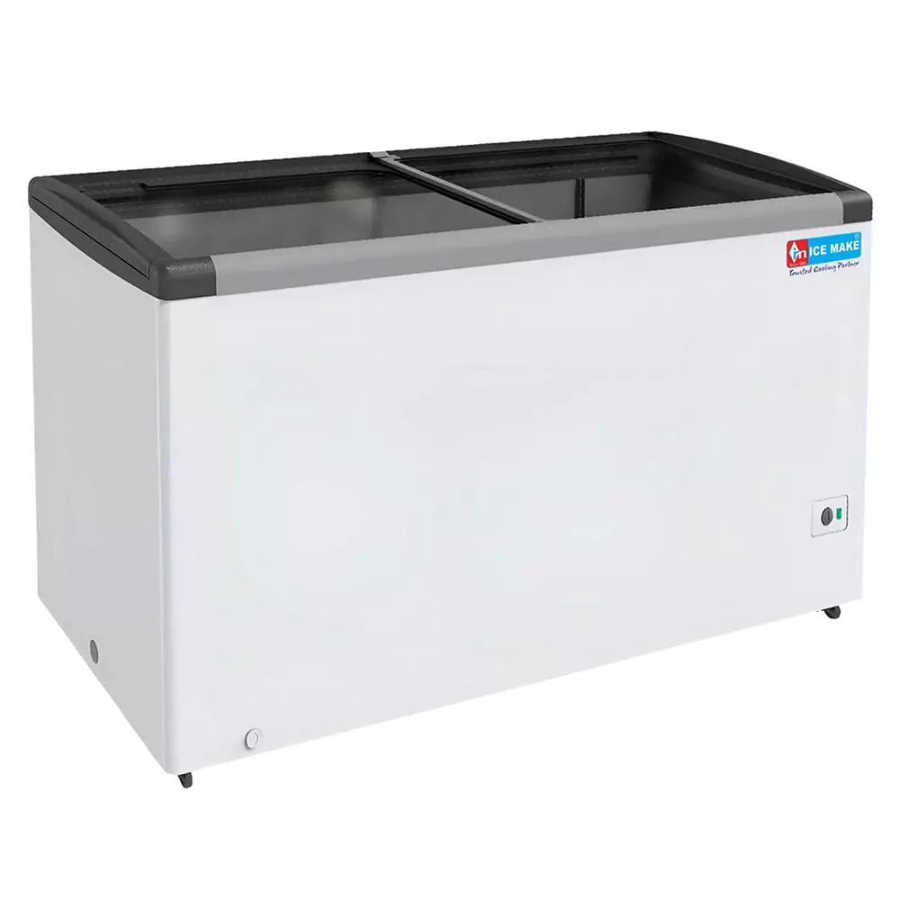 ICE MAKE Glass Top Deep Freezer 330 L Double Door Convertible, IGT350