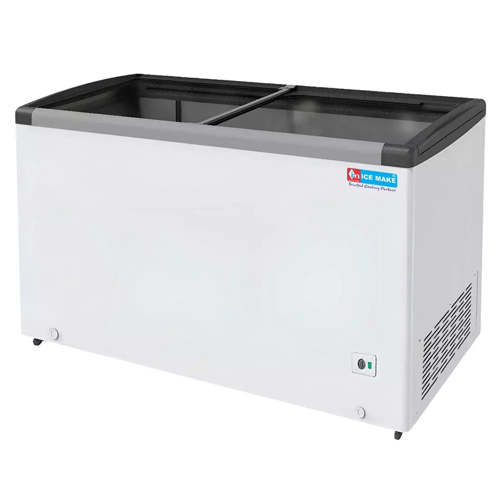 ICE MAKE Glass Top Deep Freezer 330 L Double Door Convertible, IGT350