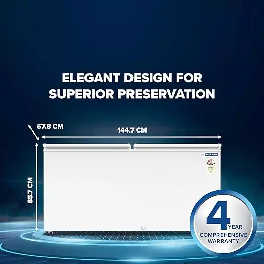 Blue Star 401 L Hard Top Deep Freezer Double Door Convertible Technology White Color with Heavy Duty Castors, CF3-400MPW