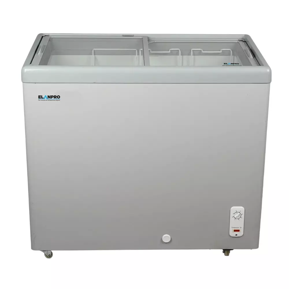 Elanpro Chest Freezer 205 L Capacity Double Door Non Convertible Flat Glass Top, EKG 205A