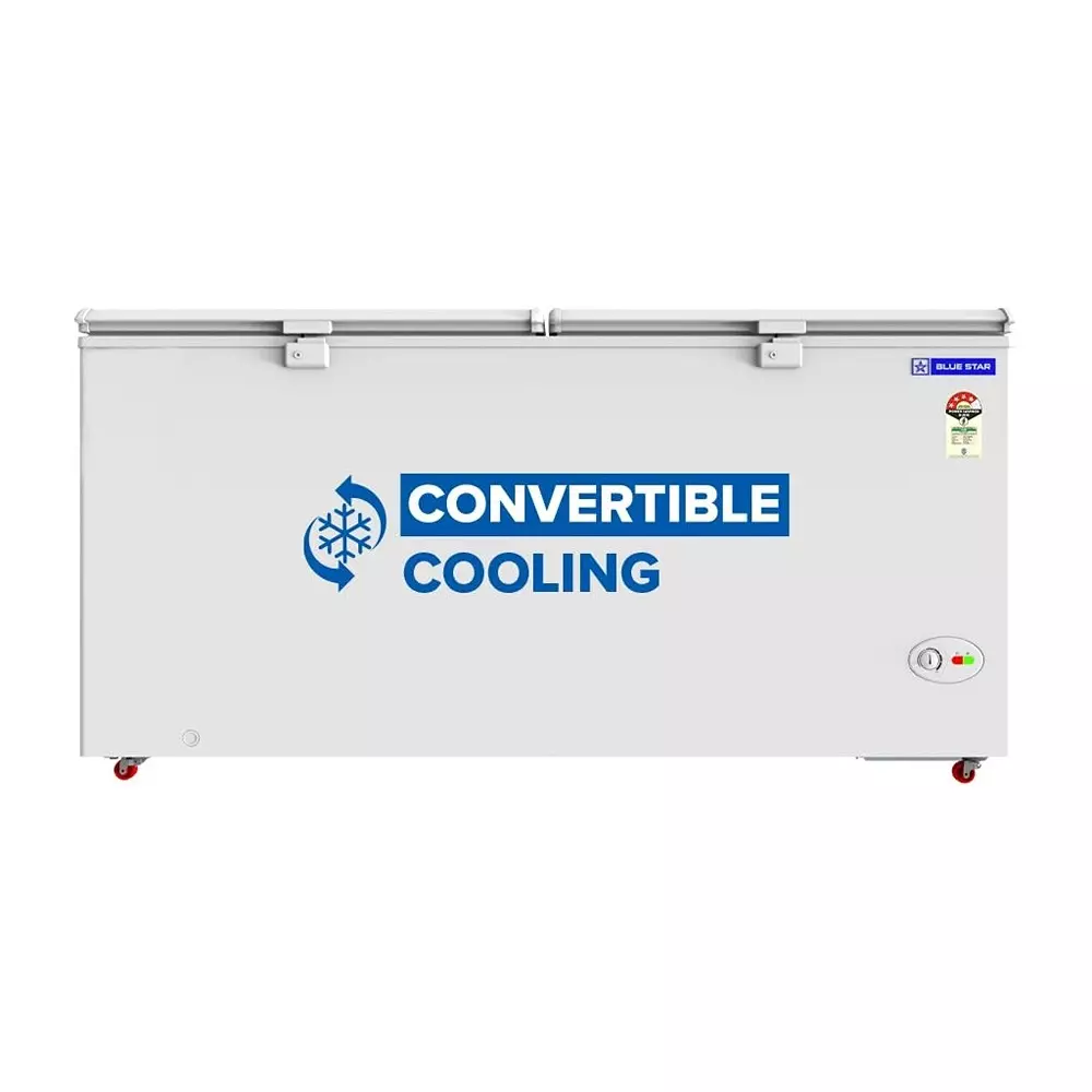 Blue Star Convertible Hard Top Deep Freezer Double Door White 515 L Capacity for Home, Hotel & Shops Use, HT4-N575