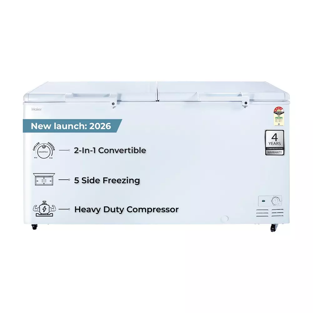 Haier Pristine Series 788 L Double Door Direct Cooling Convertible Deep Freezer White, HFC-788DPW4