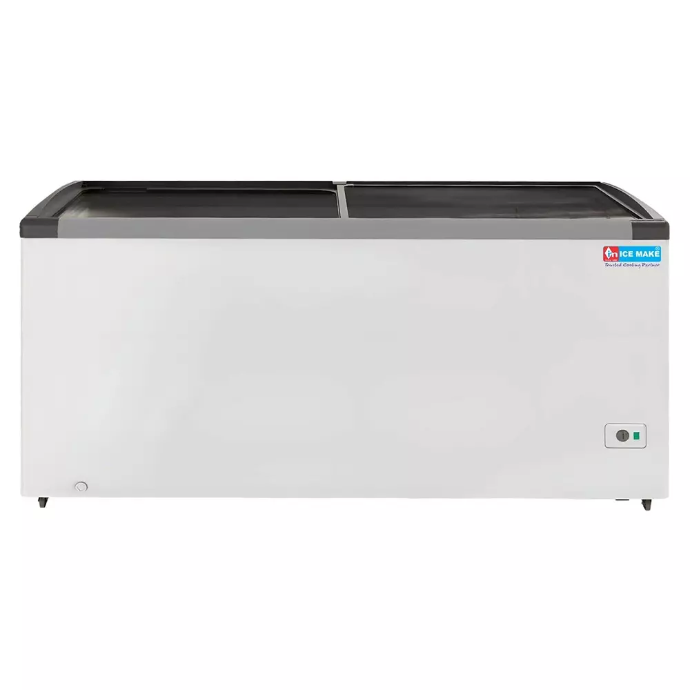 ICE MAKE Glass Top Deep Freezer 550 L Double Door Convertible, IGT550