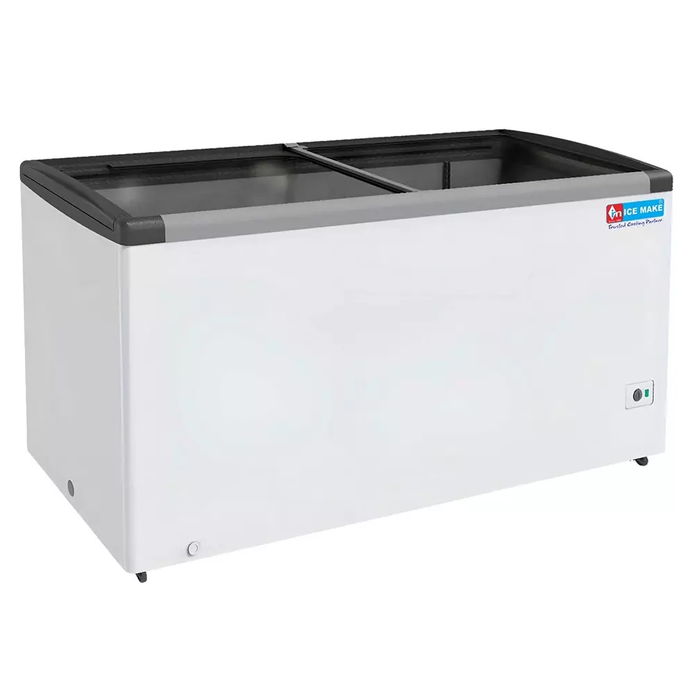 ICE MAKE Glass Top Deep Freezer 550 L Double Door Convertible, IGT550
