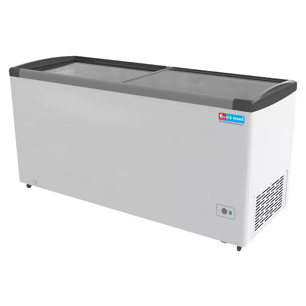 ICE MAKE Glass Top Deep Freezer 550 L Double Door Convertible, IGT550