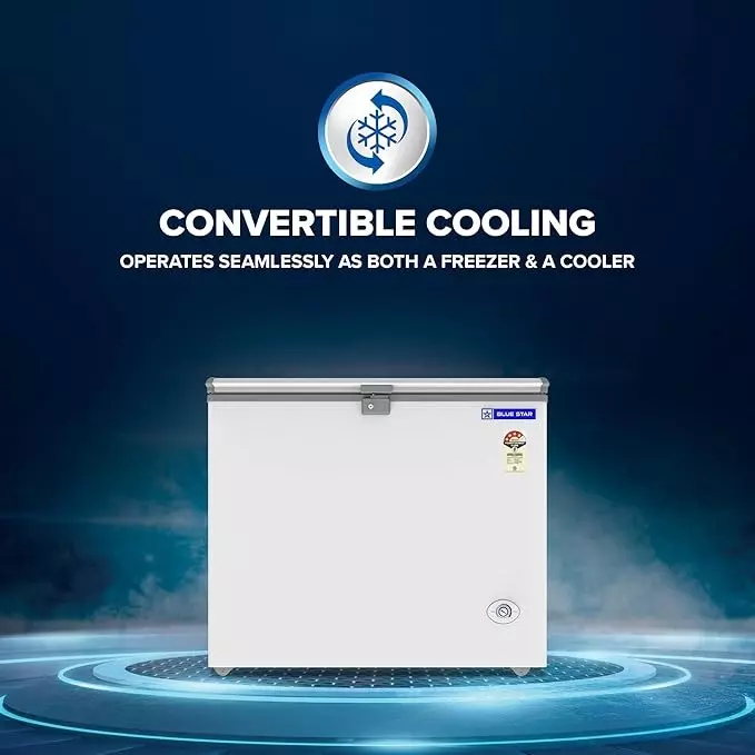 Blue Star 200 L Hard Top Deep Freezer Single Door Convertible Technology White Color, CHFSD200DHSW