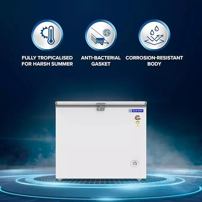 Blue Star 200 L Hard Top Deep Freezer Single Door Convertible Technology White Color, CHFSD200DHSW