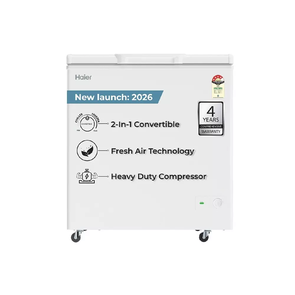 Haier Pristine Series 145 L Single Door Static Convertible Deep Freezer White, HFC-145SPW4